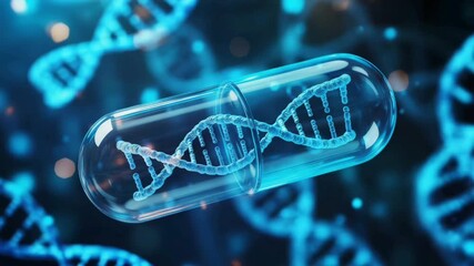 Abstract 3d render of a dna helix inside a transparent capsule - Powered by Adobe