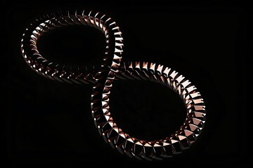 Elegant infinity symbol shaped necklace made of interlocking metallic links on a black background