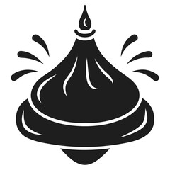 Stylized black dumpling food or children's toy icon with spark