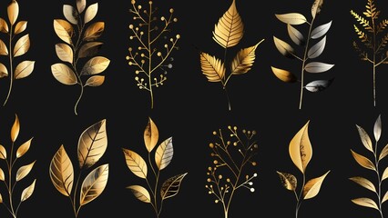 seamless background with flowers and leaves