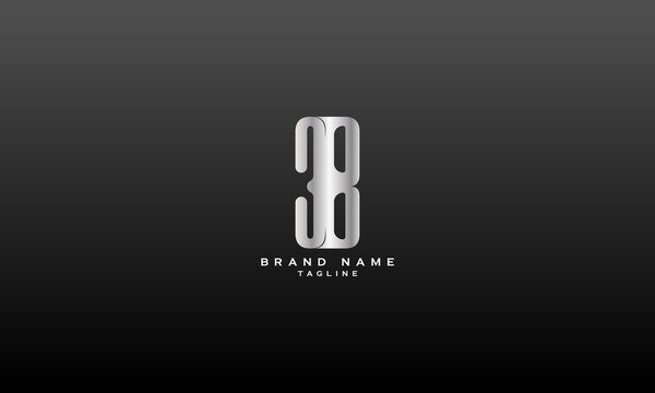  3B B3 38 83 3 AND B Abstract initial monogram letter alphabet logo design