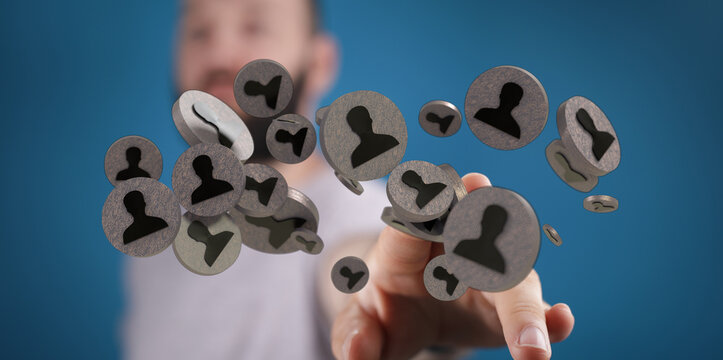 Abstract social network connections display on a hologram backdrop symbolizing teamwork and collaboration for business or personal relationships