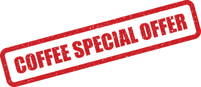 Distinctive red grunge rubber stamp announcing an exciting COFFEE SPECIAL OFFER on a clean white surface