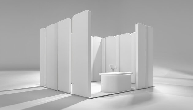 Modern exhibition booth design ready for branding and product showcase, creating an engaging visitor experience for your next trade show event.