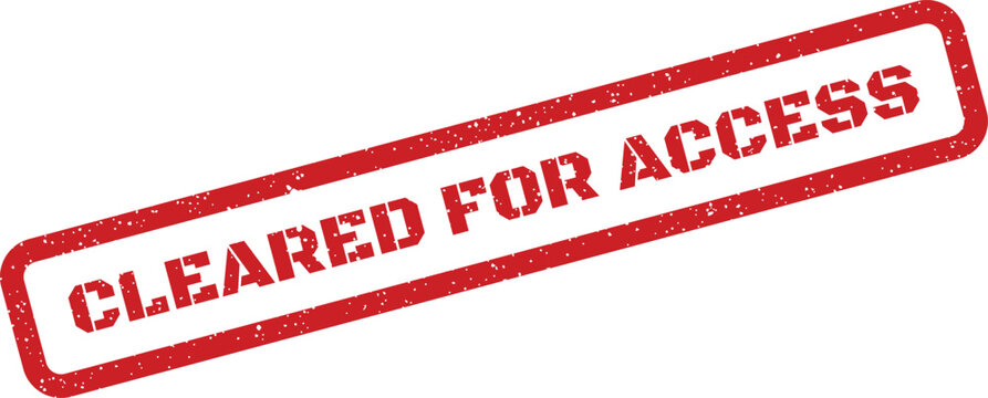 Grunge style red rubber stamp with the words CLEARED FOR ACCESS prominently displayed on a white background