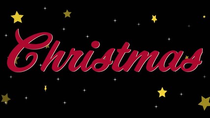 C coming left starting red script Xmas sliding right revealing title, twinkling stars drifting left