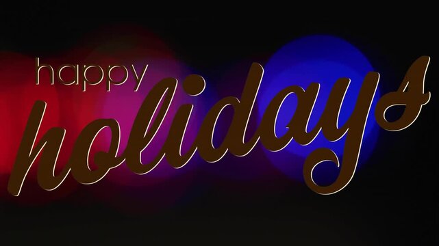 On play cursive holidays sliding across bokeh shifting and blending behind glossy text for greeting