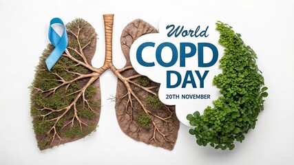 World COPD Day, Sharp HD Concept Image Showing Cracked Lung For COPD Awareness.