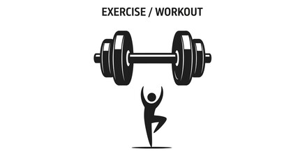 Minimalist fitness icon featuring dumbbell and yoga pose for workout inspiration