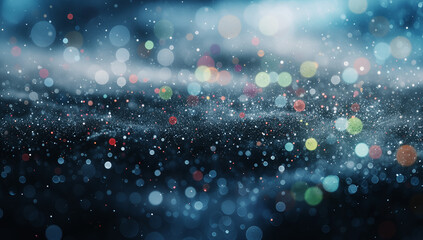 Sfondo con aloni di luci colorate e particelle di polveri in un contesto astratto