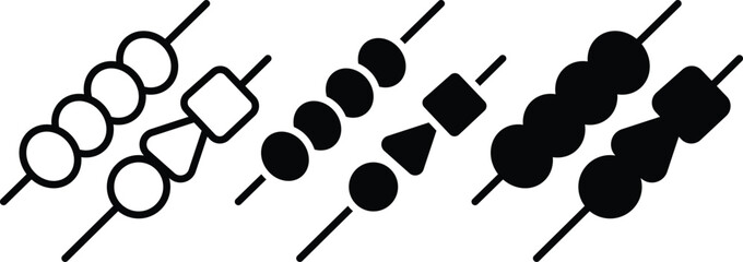 Grilled Meat And Vegetable Kebab Skewers Barbecue Food Icon Vector Silhouette and Pictogram..eps