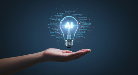 Unlock groundbreaking AI innovation with this luminous idea bulb, symbolizing intelligence, knowledge, and modern digital solutions for your business projects.