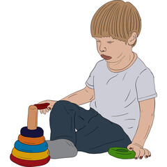 Illustration of children playing toy