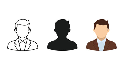 Set of man avatar icons simple flat vector design elements isolated on white background for user interface and profile