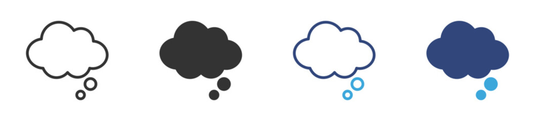Think bubble icon  set, Thought bubble thinking cloud line and silhouette art , vector illustration .