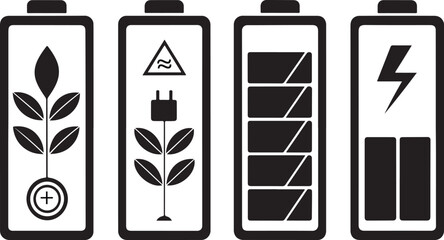 Battery low icon set. silhouette vector illustration
