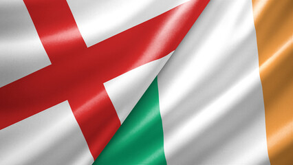 Fototapeta premium England and Ireland two national flags filling the entire frame, close-up view, edge-to-edge composition