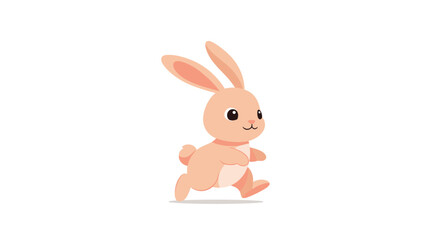 Obraz premium Cute cartoon bunny running with its ears up in a joyful trot.