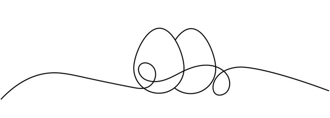 A simple one-line illustration of an egg in a minimalist and modern continuous line art style, perfect for creative and abstract designs. 
