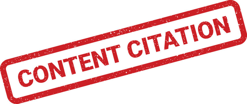 This red rectangular rubber stamp impression clearly displays the academic reference message CONTENT CITATION on a clean white backdrop