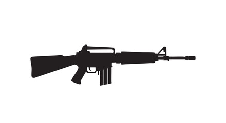 33. Black silhouette of battle rifle on white background
