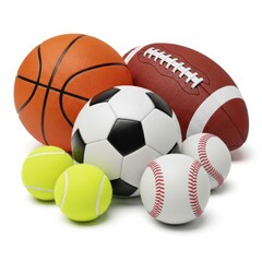 Collection of sports balls isolated on white background