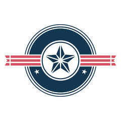 Round Badge Insignia With Star And Stripes For Memorial Day Celebration, isolated white background