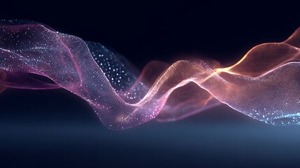 Futuristic vector illustration featuring a soft blue abstract background with flowing lines, a digital wave pattern, and light energy technology concept art