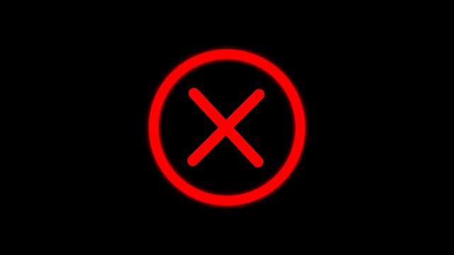 Animated scribble of a cross mark symbol appearing on screen, a hand-drawn element for denoting a mistake or failed task.
