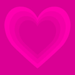 Heart gradient Valentine's day background. Pink heart striped pattern. Glowing hearts. Template for wallpaper, frame, banners, posters, greeting card, wedding invitation. Flat design. Vector