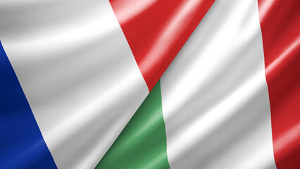 Obraz premium France and Italy two national flags filling the entire frame, close-up view, edge-to-edge composition