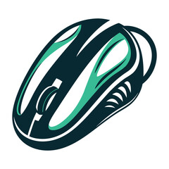 Stylized Computer Mouse Icon - Teal and Navy Vector Icon Set of Various Transportation Vehicles