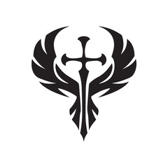 Eagle bird tattoo vector design with wings and tribal art elements