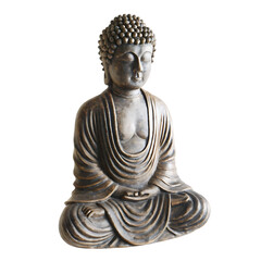 Seated Buddha Statue with Peaceful Expression on White Background meditation religion isolated on a transparent background