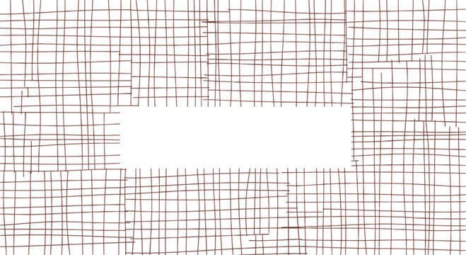 Abstract background featuring a dense network of intersecting brown lines creating a grid-like pattern with a central white space for text or design elements.