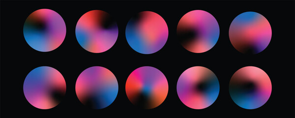 Collection of colorful gradient circles abstract blurred vector design elements perfect for backgrounds and modern designs