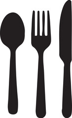 Black silhouette of cutlery on white background silverware
