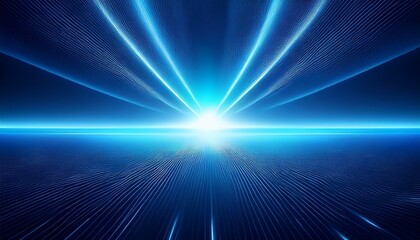 abstract blue horizon with a glowing center light