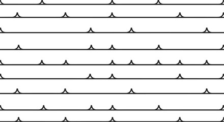 Abstract pattern of horizontal lines with evenly spaced triangular peaks creating a rhythmic and minimalist visual texture, ideal for backgrounds.