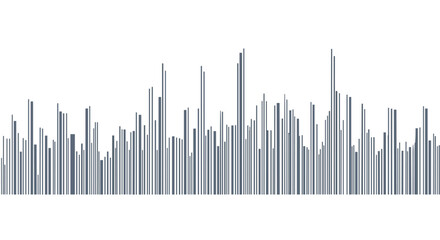 Abstract waveform visualization representing sound frequencies or data patterns with varying amplitudes against a clean white background.