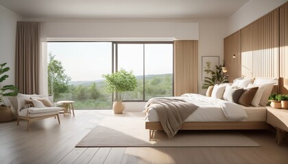 serene bedroom interior design with natural light and minimalist decor