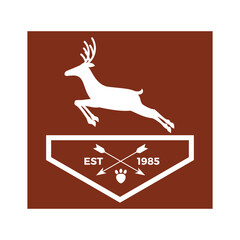 EST 1985 Deer Hunting Badge With Background Vector Logo Icon