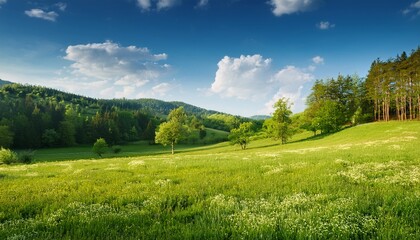 scenic meadow and forest landscape