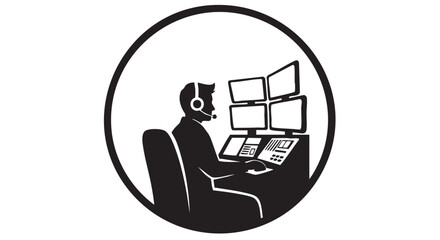 Minimalistic emergency dispatcher silhouette
