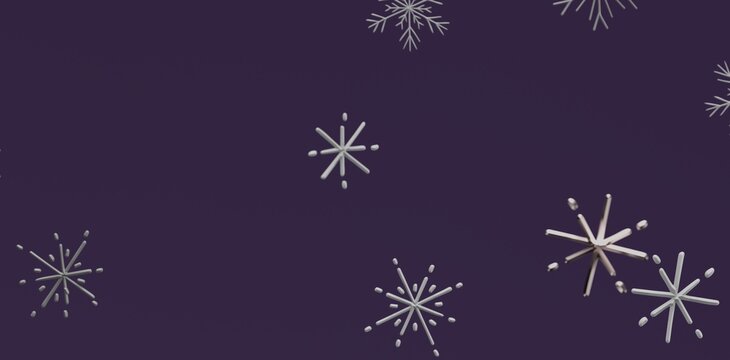 Abstract design with white snowflakes against a purple background, perfect for winter holiday themes, christmas cards, and f