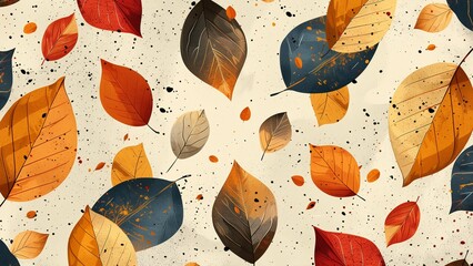 seamless background with flowers and leaves