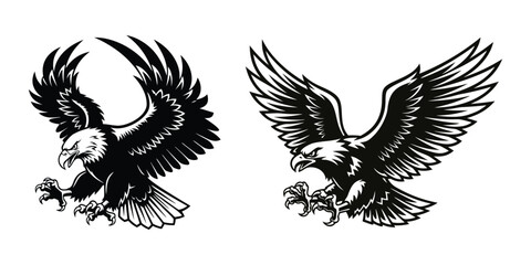Obraz premium Attacking eagle predator bird mascot vector illustration set