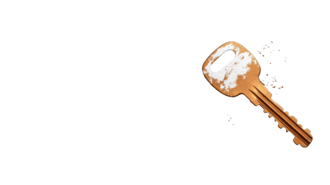 Rusty Key on Transparent Background