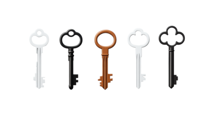 Vintage Keys on Transparent Background