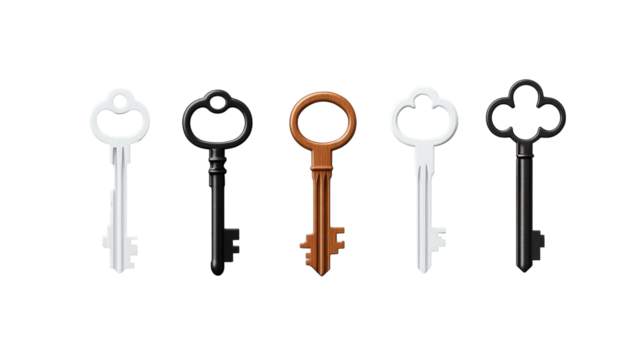 Vintage Keys on Transparent Background